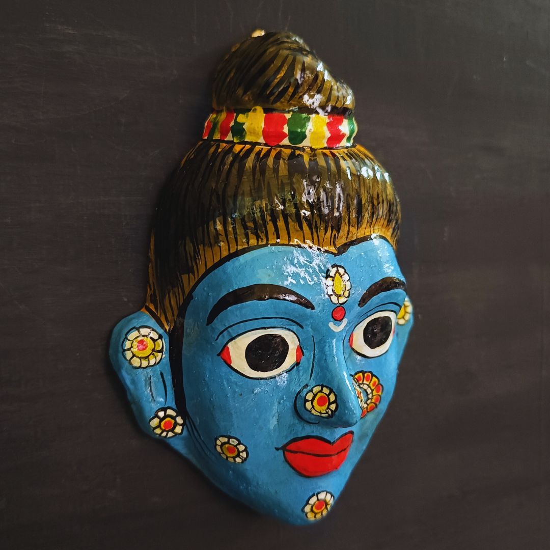 Cheriyal mask | Blue | Sita devi | Vanvas | Classic | Handmade – Sohrvi