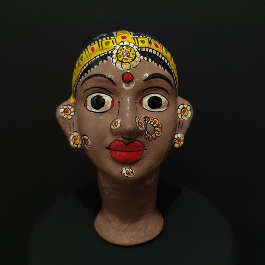 cocoa color female cheriyal stand mask for table decor