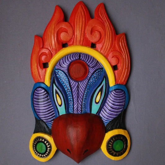 garuda hand painted wooden mask for wall hanging home decor