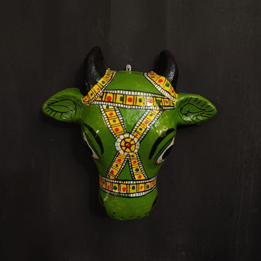green color small cheriyal cow head for wall hanging