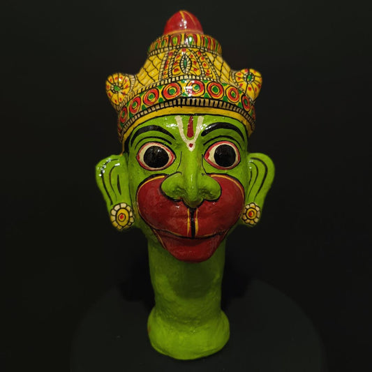 green color hanuman cheriyal stand mask for table decor