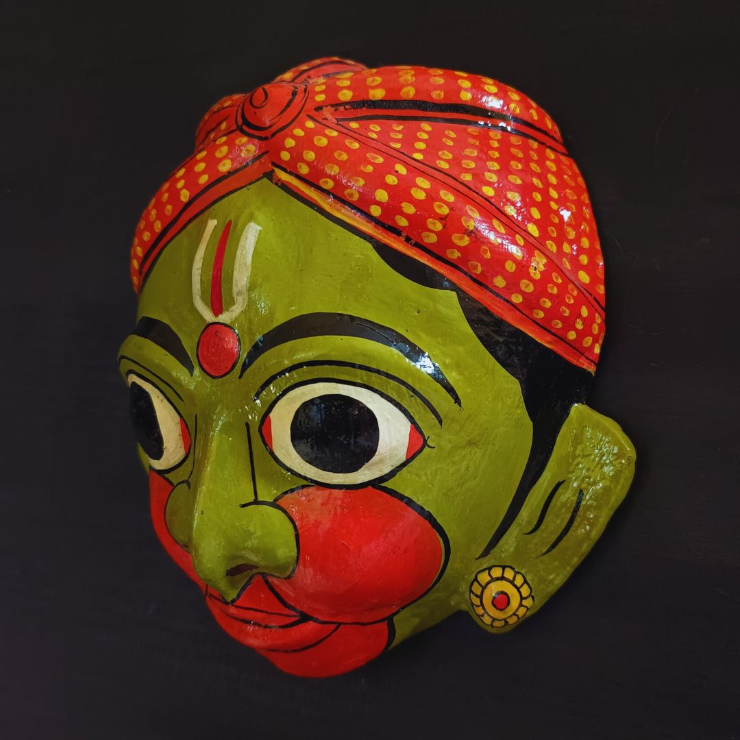 Hanuman | Cheriyal mask | Classic | Green | Big | Handmade – Sohrvi