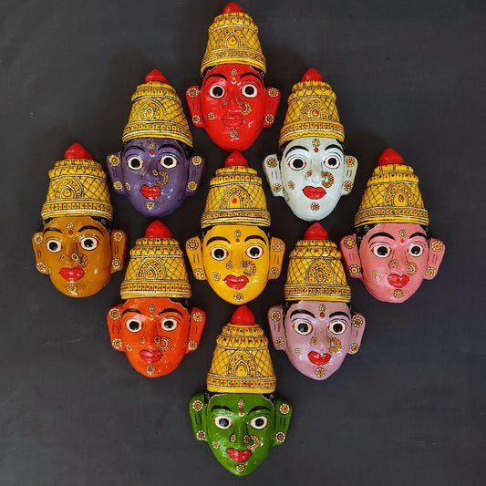 navaratri theme of nine devi cheriyal masks each in different colors
