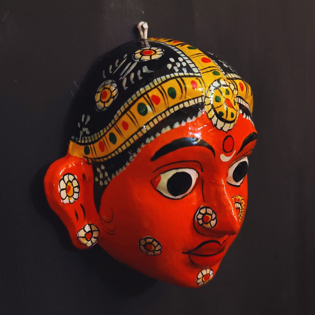orange color female classic cheriyal mask