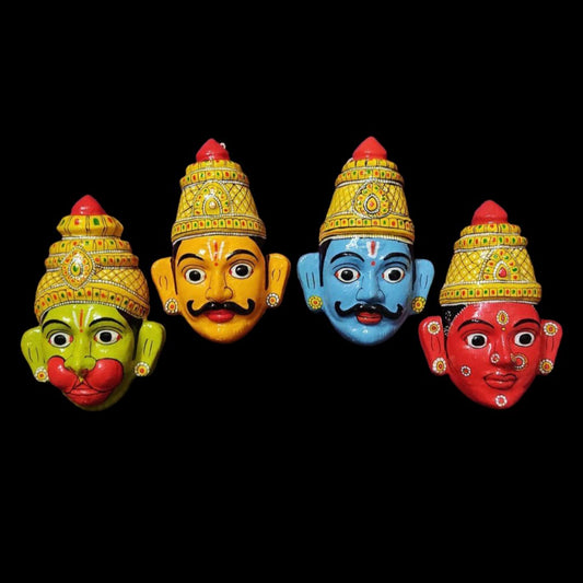 cheriyal masks of ramayan theme characters of ram, sita, laxman and hanuman