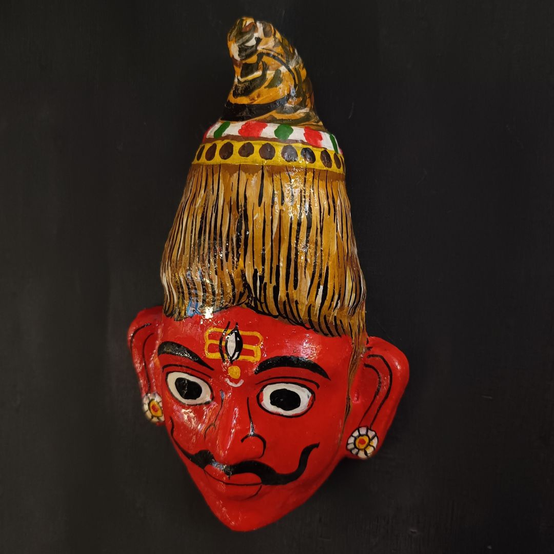 red color lord shiva classic cheriyal mask